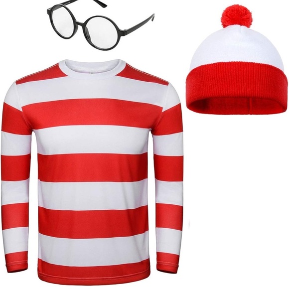 Red and White Striped Shirt with Hat and Glasses (021) - Picture 1 of 5